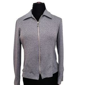 Organza Marled Gray Athletic Full Zip Jacket Size 34